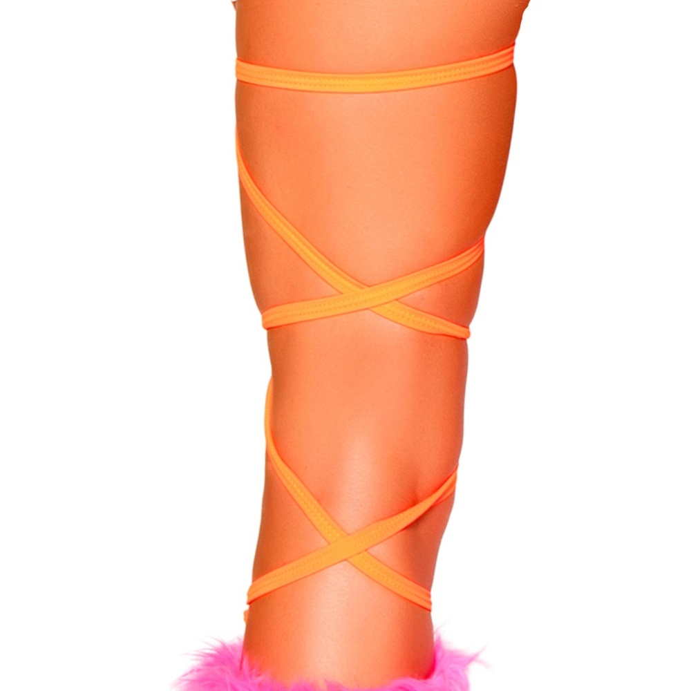Neon Orange Lace-Up Leg Wraps for Women